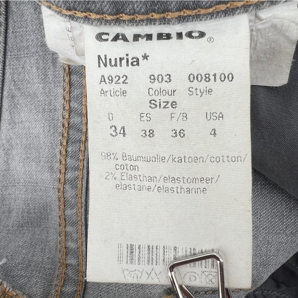 Cambio Gray Nuria Straight Leg Distressed Cuffed Hem Jeans Size 4 Women’s - Picture 4 of 10